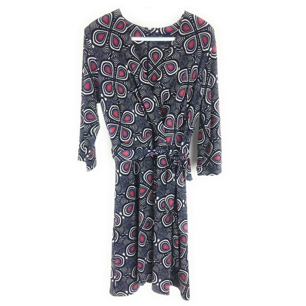 Just Taylor Womens Faux Wrap Dress Sz 14 Geometric